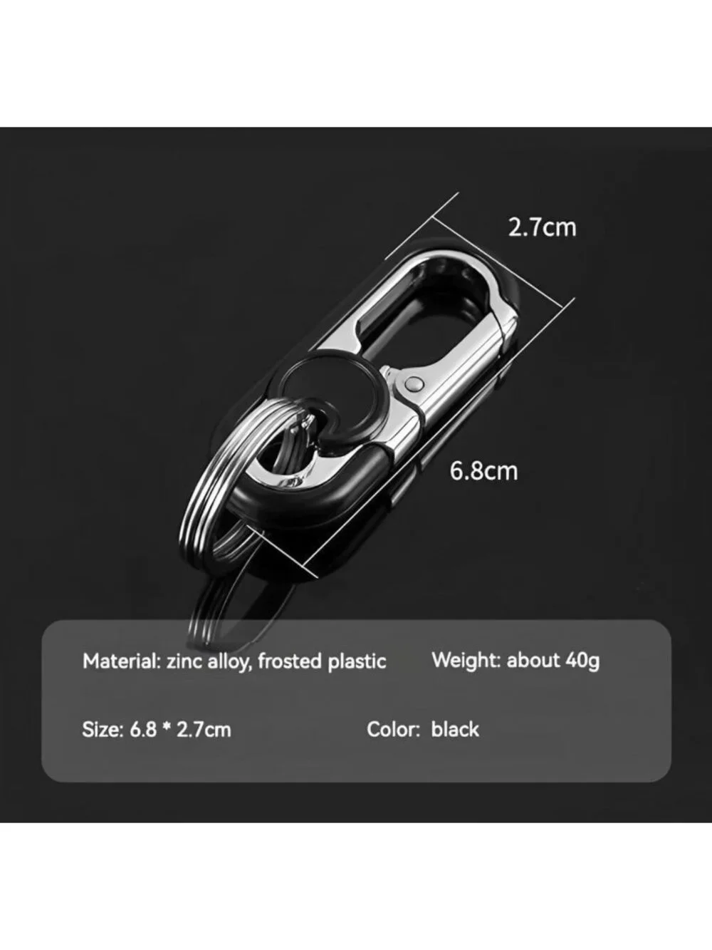 Personalized Stainless Steel Car Keychain Set for Men & Women - 3pcs Black